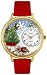 Whimsical Watches Unisex Christmas Tree Gold G1220002 Leather Analog Quartz Watch with White Dial