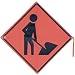 Reflective Sign - 36in., Fluorescent, Road Work Ahead