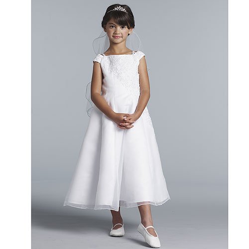 Us Angels Girl White Organza Communion Easter Pageant Dress 4-14