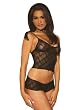 Black Stretch Lace Cami Top Matching Booty Shorts 2 Piece Set