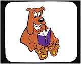 Mauspad mit Dekoration – Bulldog, lächelnd, Lesung, Buch, Hund