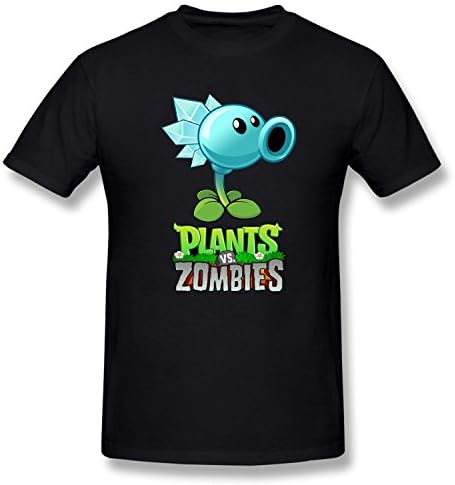 Xiao Hai Boy's And Girl's Plants Vs. Zombies* Funny Cartoon Short Sleeve T-shirt black 4T