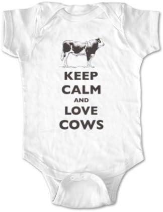 Keep Calm and Love Cows baby one piece bodysuit (Newborn, White)
