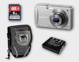 Panasonic Lumix DMC-FX500 Silber im Bundle mit Kameratasche Bilora 1160, Photoprimus Akku CGA-S008, sowie Speicherkarte Extrememory SDHC 4 GB Klasse 6 - 
