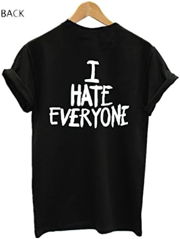 Myriasea Womens Tshirts I hate Everyone Tops - Black -M