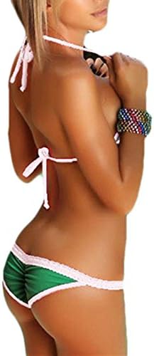 Sexy Women Bikini Swimsuit Set Scrunch Bottom Swimsuit Color Green