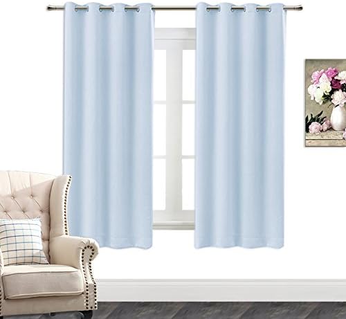 AmazonCurtains Room Blackout Curtains Set of 2 Panels for Kids Bedroom (W 52 x L 63 Inch, Light Blue)