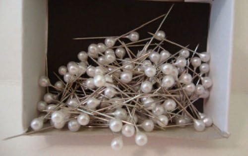 Package of 288Pcs Straight Pins Plastic WHITE PEARL wint ROUND HEAD CORSAGE PINS 1" Long- 4mm Diy Dressmaking for Decorative Projects Embroidery Arts Crafts Embellishment Floral Arranging Design