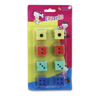 8pk Assorted Color Dice-shaped Erasers
