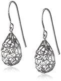 Sterling Silver Filigree Pear Dangle Earrings
