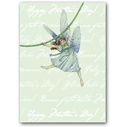 Happy Mother's Day with Forget-Me-Not-Fairy - 5" x 7" Vellum Overlay Mother's Day Greeting Card