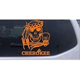 6in X 4.9in Orange -- Cherokee Indian Skull Skulls Car Window Wall Laptop Decal... by Rad Dezigns