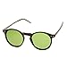 zeroUV Retro Horned Rim P3 Keyhole Round Horn Rimmed Sunglasses (Matte-Black Green)