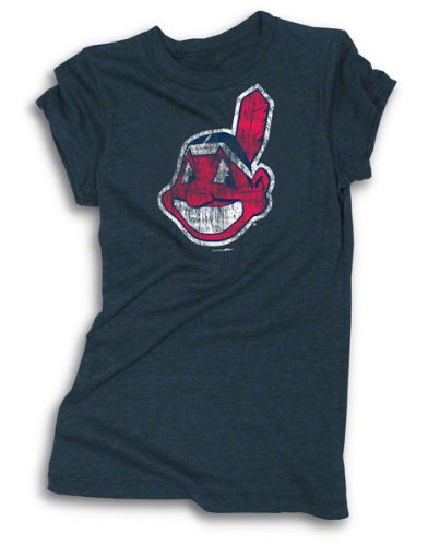 Cleveland Indians Women's Navy Tri-Blend Tunic Length T-Shirt