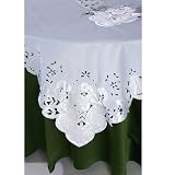 White Embroidered Cutwork Tablecloth 90 inch round