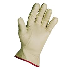 Decade 49002 Leather Anti-Vibration Full-Finger Left Hand Driver's Glove with Gfom, Buff, Medium