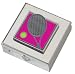 The Pink Tennis Racket Small Vitamin Case has a cast pewter emblem that is hand colored with durable enamel. The polished stainless steel pill box is 1 1/2" X 1 1/2" and has a mirror in the inside lid. Keep your everyday supplements, pain relief tablets or breath mints close at hand. Great gift for men or women. Fits comfortably in a pants pocket or a purse. Choose an emblem design to express your individuality. Packaged in our Ahlers Designs gift box.