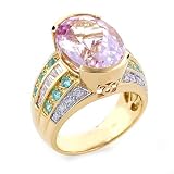 18K Rose Gold Kunzite, Paraiba & Diamond Ring