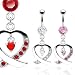 14g 316L Surgical Steel Red Heart Cz Belly Navel Ring