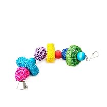 Delight eShop Pet Bird Parrot Bites Climb Chew Cage Toys Bell Swing Hanging Cockatiel Parakeet (2#(Ball Dia:0.98