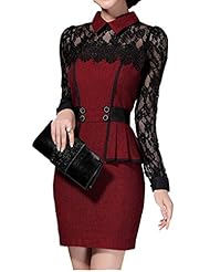 Long Sleeves Lace Vintage Polyester/Wool  Dress