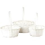 White Bamboo Baskets, Set of 3