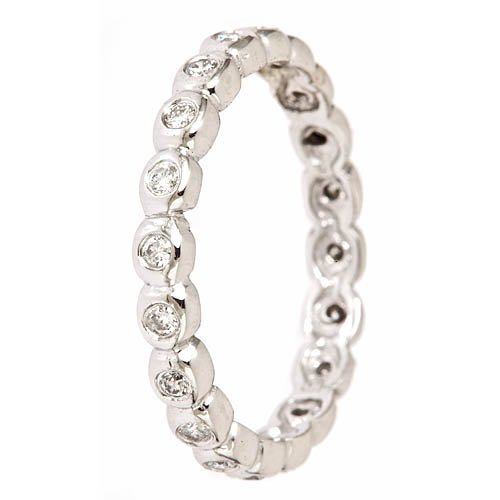 0.30ct Diamond Eternity Wedding Band Ring in Bezel Setting 14K White Gold (SI Clarity, G Color)