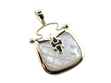 White Mother Of Pearl Lady's Buckle Bag Pendant, 14k Gold