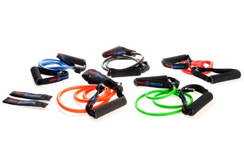 MaxiBands 5 Set Resistance Exercise Bands W Door Anchor LifeTime Warranty