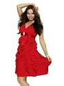 Astrapahl, Elegantes Chiffon Cocktailkleid, knielang, Farbe rot