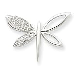 14k White Gold Diamond Dragonfly Pendant Diamond quality AA (I1 clarity, G-I color)