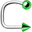 Green Titanium Ball Spike Lippy Loop Labret