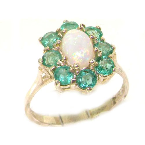 Click To Luxury Ladies Solid Sterling Silver Natural Opal & Emerald Cluster Ring - Finger Sizes 5 to 12 Available Details... Luxury Ladies Solid Sterling Silver Natural Opal & Emerald Cluster Ring - Finger Sizes 5 to 12 Available