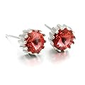 Nice Buckeye Silver-tone Red Diamond Studded Pretty Sparking Stud Earrings