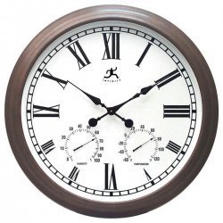 Metal Clock with Thermometer (Rust Finish) (36 Diameter) by Stacks and Stacks