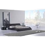 Polsterbett, Lederbett R0B 160x200 cm Schwarz aus hochwertigem Textilledervon "i-flair"