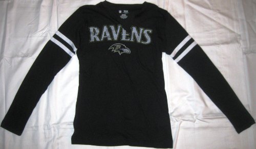 Baltimore Ravens Split Crew Neck Women's Long Sleeve Tee (Small)