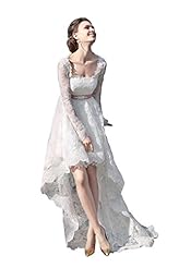 Applique Beaded Lace-Up High-Low-Hem Bateau Neck Long Sleeves  Dress with a Brush/Sweep Train  With a Sash 