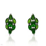 Sterling Silver 1.33 CTW Diopside Ladies Earrings. Length 14.5 mm. Total Item weight 1.6 g.