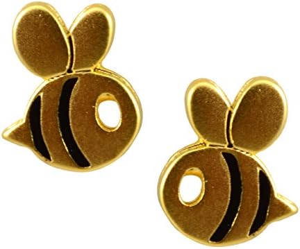 AppleLatte Earrings, Lightweight Gold Plated Bumblebee Stud Earrings