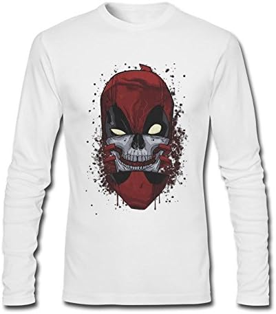 Monxin Marvel Deadpool Skull GraphicO-Neck Tshirtsfor Men White L