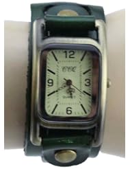 R.M. Fashion Lady Weave Leather Wrap Around Bracelet Watch,U26 (Green)