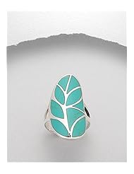 Turquoise (Light Green) Reconstructed stones Ring In 92.5 Sterling Silver