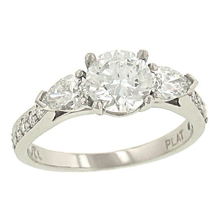 Pear and Pave Diamond Engagement Ring .70cttw (CZ ctr)