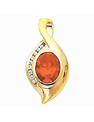 14K Yellow Gold Oval Cut Fire Opal Pendant -- LIFETIME WARRANTY