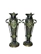 Handcarved Brass Twin Flower Pot 14 Inch