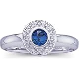 14K White Gold Sapphire and Diamond Ring