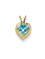 14k Yellow Gold 6mm Heart Blue Topaz Bezel Pendant