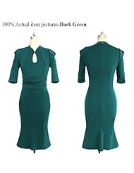 Elbow Length Sleeves Vintage Ruched Mermaid Cocktail Cotton/Polyester Bodycon Dress/Evening Dress/Prom Dress/Party Dress/Wedding Dress 