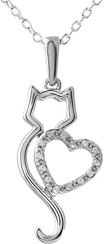 10K White Gold Tender Voices Diamond 18 Inch .05ctw Dia Cat With Heart 18" Nck